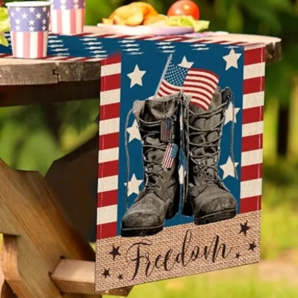 Artoid Mode Patriotic America Soldier Boots Table Runner 13x72 Inches